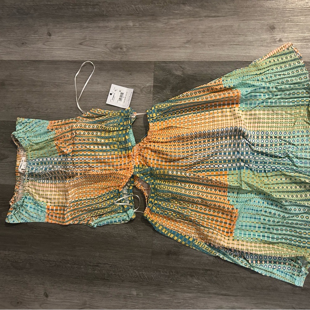 O'Neill Vibrant Orange and Teal Patterned Dress